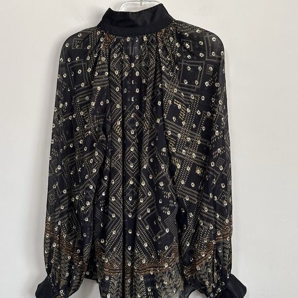 Camilla Ragland Blouse S‎ Cobra King Button Front Long Sleeve Party Luxury Sheer - Picture 10 of 14